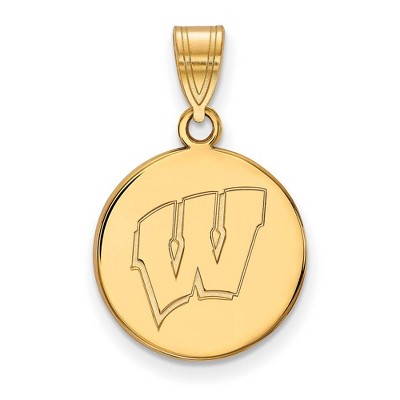Black Bow Jewelry 10k Yellow Gold Wisconsin Badgers NCAA Medium Pendant