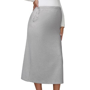 INSPIRE CHIC Womens Maternity Skirts Straight Casual Over the Belly Stretchy Knit Midi Pregnancy Skirt Business - 1 of 4