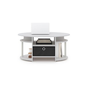 HOMLUX Modern Oval Coffee Table with Side Shelves and Fabric Storage Bin for Living Room - 1 of 4