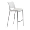 Zuo Modern Ace Barstool Set of 2, 40.9" H, White Faux Leather, Silver Brushed Stainless Steel, Modern Ergonomic Design - 2 of 4