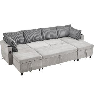 NicBex Modern 111.8" Pull Out Sofa Bed Chenille Convertible Sleeper Sofa with Hidden Storage for Living Room - 1 of 4