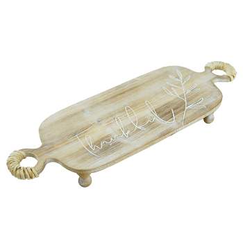 VIP Wood 22 in. White Carved Display Tray