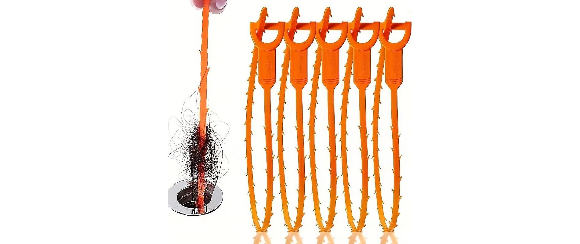 Maison 5 Pack Drain Clog Remover Tool – Flexible Hair Drain Snake Cleaner for Bathroom Sink, Shower, Bathtub & Kitchen Drains