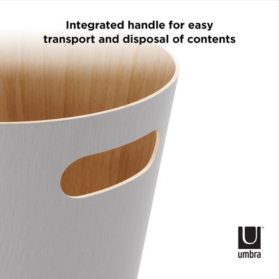 Natural and Charcoal Wood Bathroom Trash Can