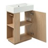 21.6" bathroom vanity with ceramic sink, freestanding modern right door wood grain cabinet with open and closed storage for small bathrooms - 3 of 4