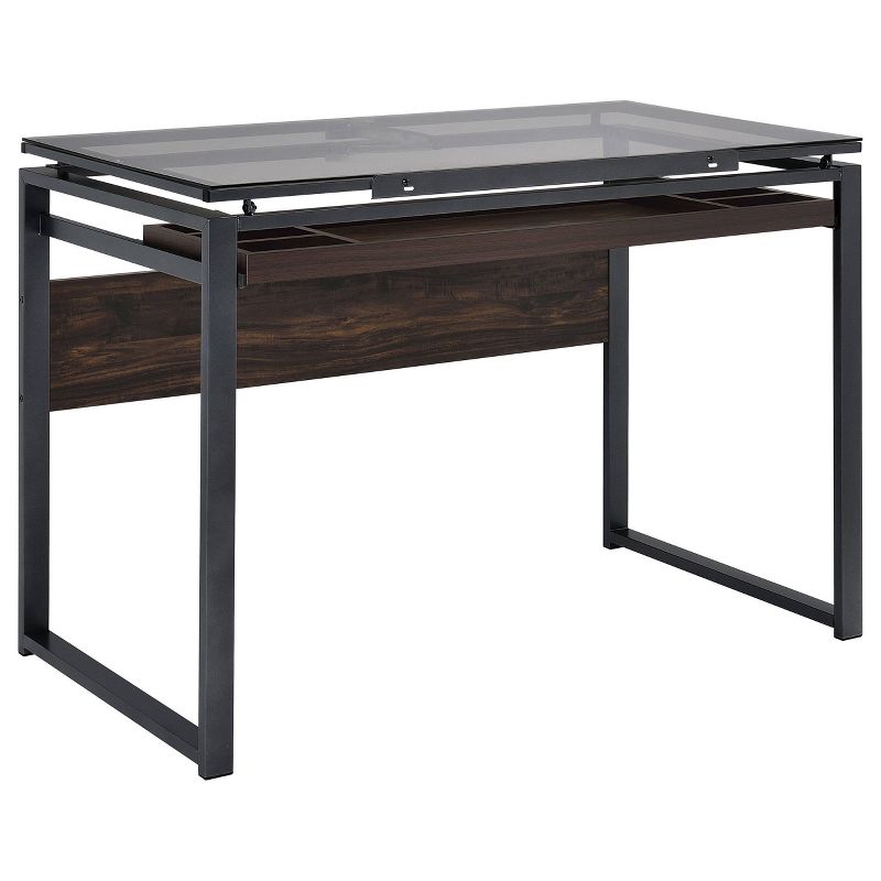 Pantano Glass Top Drafting Desk with Organizer Drawer Gunmetal - Coaster, 5 of 16