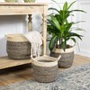 Northlight Set of 3 Beige and Brown Woven Seagrass Storage Baskets with Built-in Handles 13.25" - 2 of 4
