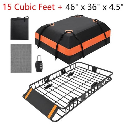 46x36x4.5 inch Roof Rack Cargo Basket 200 LBS & 15 Cu.Ft Cargo Bag Universal Fit With Lock