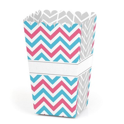 Big Dot of Happiness Chevron Gender Reveal - Baby Shower Party Favor Popcorn Treat Boxes - Set of 12