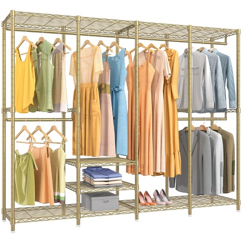 Costway Metal Garment Rack Free Standing Closet Organizer W/5 Shelves  Hanging Bar Black : Target