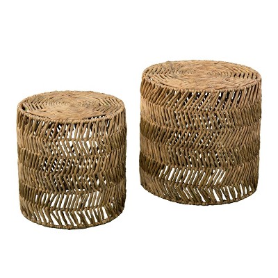 Set of 2 Bramoa Water Hyacinth Nesting Tables Natural - Aiden Lane