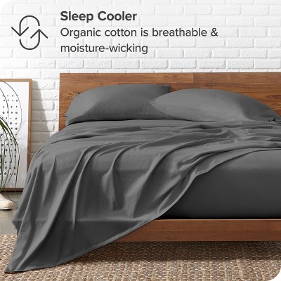 Gray Organic Cotton Jersey Queen Sheet Set with Pillowcases