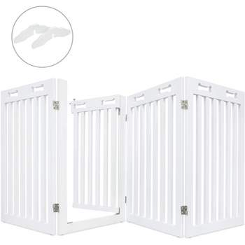 Arf Pets 31.5" Tall Freestanding Folding Dog Gate with Door - White