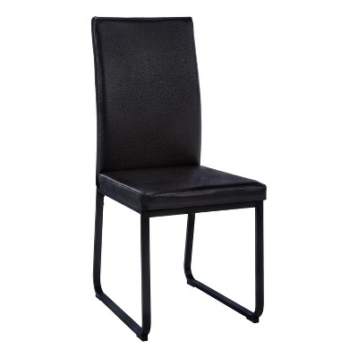 Monarch Specialties Dining Chair Set Of 2 Side Upholstered Kitchen Dining Room Pu Leather Look Metal Black Contemporary Modern