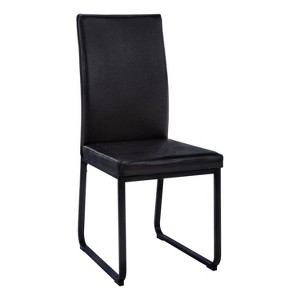 Monarch Specialties Dining Chair Set Of 2 Side Upholstered Kitchen Dining Room Pu Leather Look Metal Black Contemporary Modern - 1 of 4
