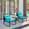 ORRD 2-Person Outdoor Rocking Chair Set with Cushions & Table | All-Weather PE Wicker & Steel Patio Conversation Set,Red - 2 of 4