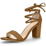 Allegra K Women's Tie Up Strappy Chunky High Heels Sandal