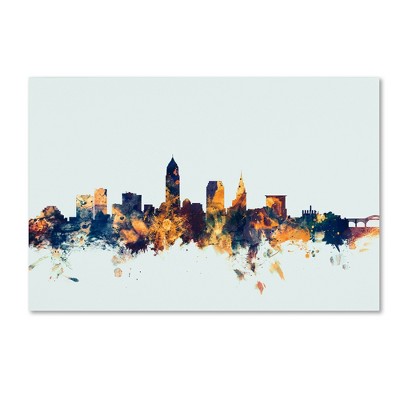 Michael Tompsett Cleveland Skyline Blue Abstract Canvas Art