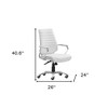 HomeRoots White and Silver Adjustable Height Swivel Rolling Office Chair - 3 of 4