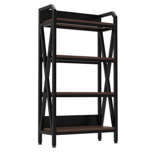 Sapphtopaz 4-Tier Storage Rack with Metal Frame & Wood Shelf Kitchen Organizers and Storage Versatile Garage Shelving for Warehouses,Black/Brown - 1 of 4