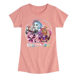 Girls' - Mattel - Draculaura Frankie Clawdeen Holographic Logo Fitted Short Sleeve Graphic T-Shirt - 1 of 4