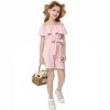 Little Girls One Piece Ruffle Cold One Shoulder Sleeveless Elastic Waist with Bow Strap Jumpsuit Rompers - 3 of 4