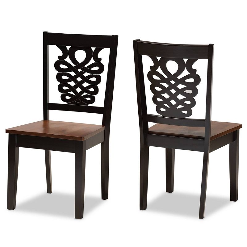 2pc Wood Gervais Two-Tone Dining Chair Set Dark Brown - Baxton Studio, 1 of 9