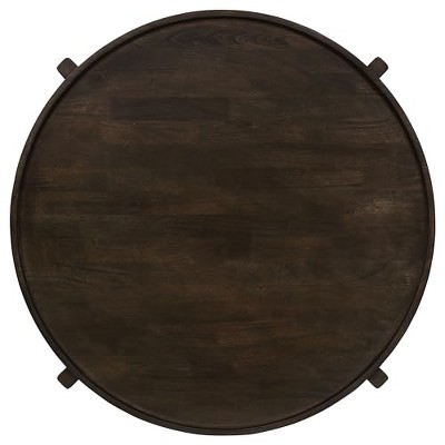 Round Dark Brown Solid Wood Coffee Table