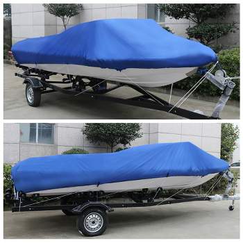 Unique Bargains 20-22ft 210D Trailerable Boat Cover Waterproof Fishing Ski Bass Speedboat V-Shape Blue 275.59x110.24