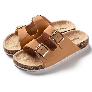 Roxoni Girls Comfort Sandals Double Buckle Adjustable Slip on Summer Slides Soft Footbed - 1 of 4