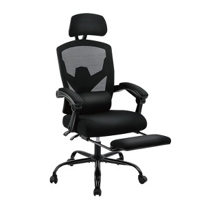 FONTOI Swivel Office Chair with Lumbar Support Pillow and Padded Armrests, Adjustable Mesh Office Chair for Home Office, Black, 26"*46.75"*26" - 1 of 4