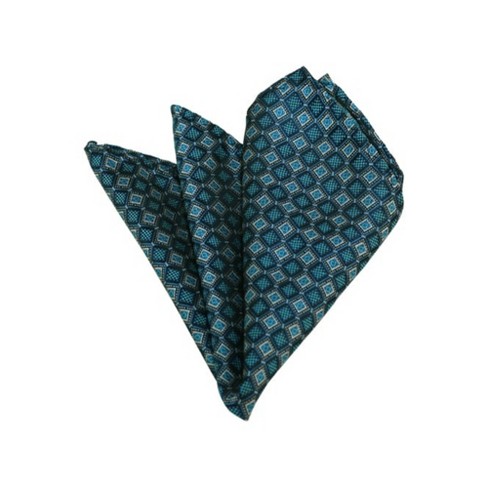 HUDSON VALENCIA FLORAL MERINO HANDKERCHIEF POCKET SQUARE - TEAL