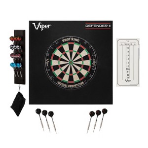 Viper Shot King Dartboard, Wall Defender, Dry Erase Scoreboard, and Black Dart Caddy - 1 of 4