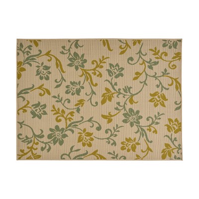 Gulches Outdoor Ivory Rectangular Area Rug 84"x63", 100% Polypropylene, Machine Woven Loop Pile, Woven Backing