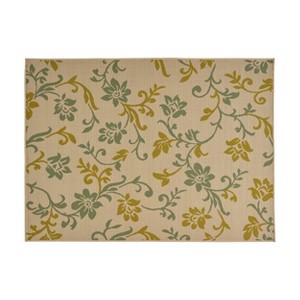 Gulches Outdoor Ivory Rectangular Area Rug 84"x63", 100% Polypropylene, Machine Woven Loop Pile, Woven Backing - 1 of 4