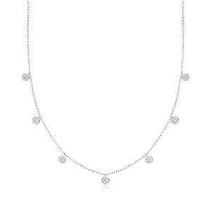 Ross-Simons 0.30 ct. t.w. Diamond Circle Station Necklace in Sterling Silver Size 16 - 1 of 3