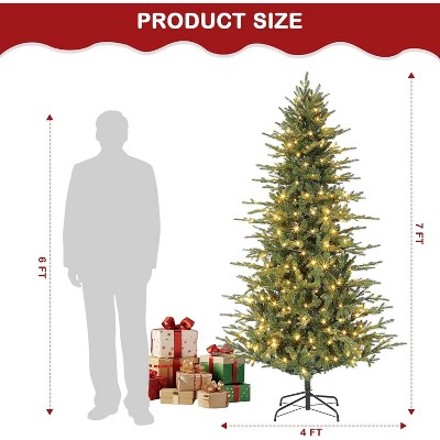 6ft Artificial Christmas Tree, Premium Pre-Lit Holiday Pine Xmas Tree, 316 Dense Branch Tips, Realistic Holiday Decor​, Easy Assembly