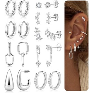 9 Pairs 14K Gold Plated Hoop Earrings: Hypoallergenic Stainless Steel Stacking Set for Cartilage - 1 of 4