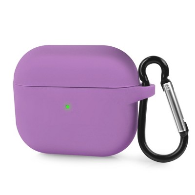 Insten Silicone Case Compatible with Airpods 3 3rd Gen 2021 Earbuds Protective Cover with Carrying Keychain for Girls Women Boys Men, Purple