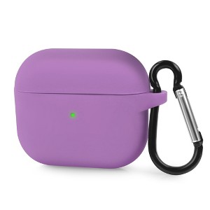 Insten Silicone Case Compatible with Airpods 3 3rd Gen 2021 Earbuds Protective Cover with Carrying Keychain for Girls Women Boys Men, Purple - 1 of 4
