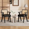 Accent Chair Mid-Century Modern Armchair With Rattan Backrest Padded Seat Upholstered Reading Chairs For Bedroom Living Room - 2 of 4
