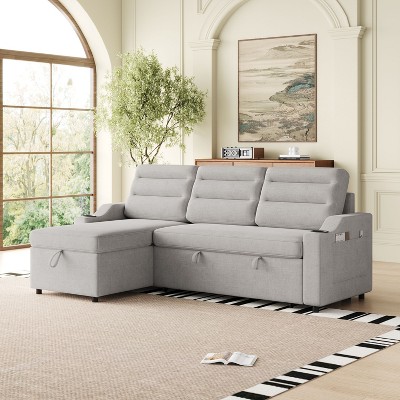 NicBex Couches for Living Room 83.8" Convertible Sleeper Combo Sofa Bed Upholstered Pullout Sofa with Storage Recliner and Cup Holder