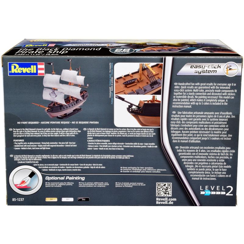 Level 2 Easy-Click Model Kit "The Black Diamond" Pirate Ship 1/350 Scale Model by Revell, 4 of 7
