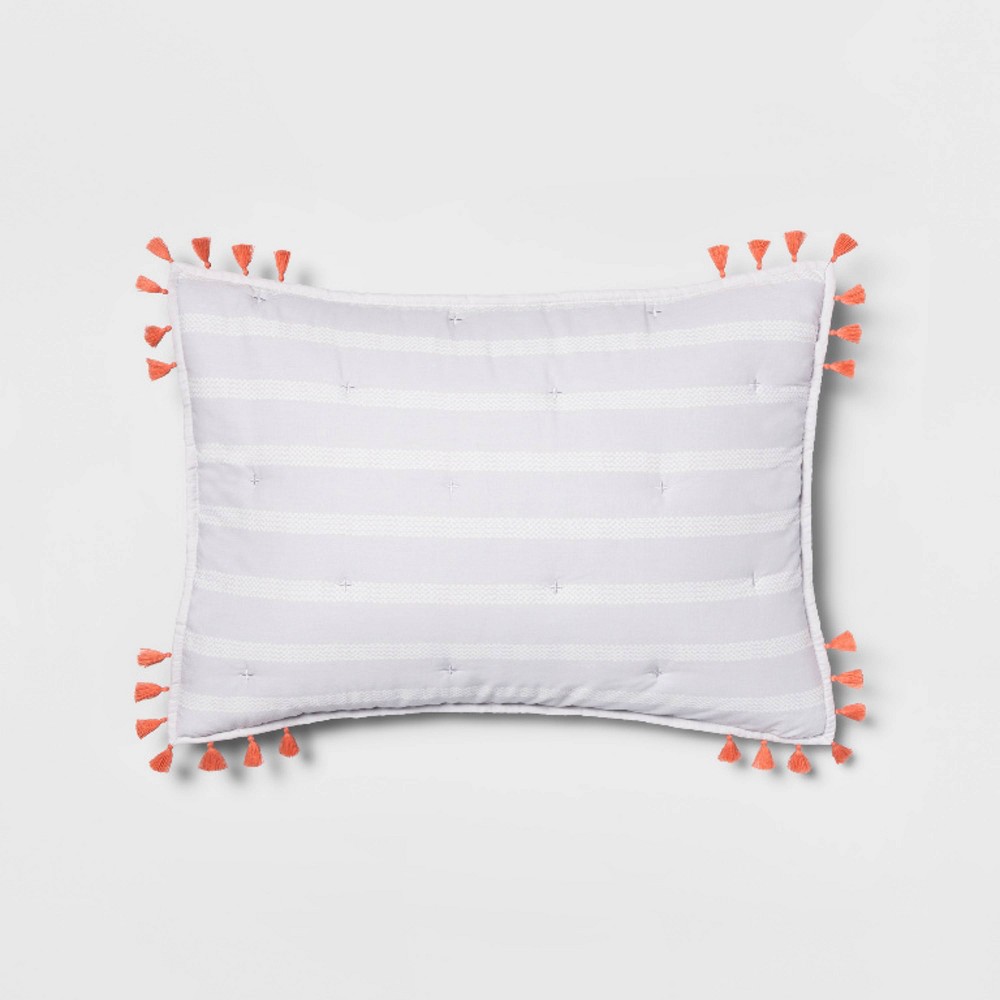 Euro Lavender Dotted Stripe Pillow Sham Gray Opalhouse