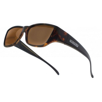 Jonathan Paul Fitovers Neera Large LG Unisex Designer Fitover Sunglasses Wear Over Rx/Presciption Eyeglasses, Polarized Polarvue Amber Brown