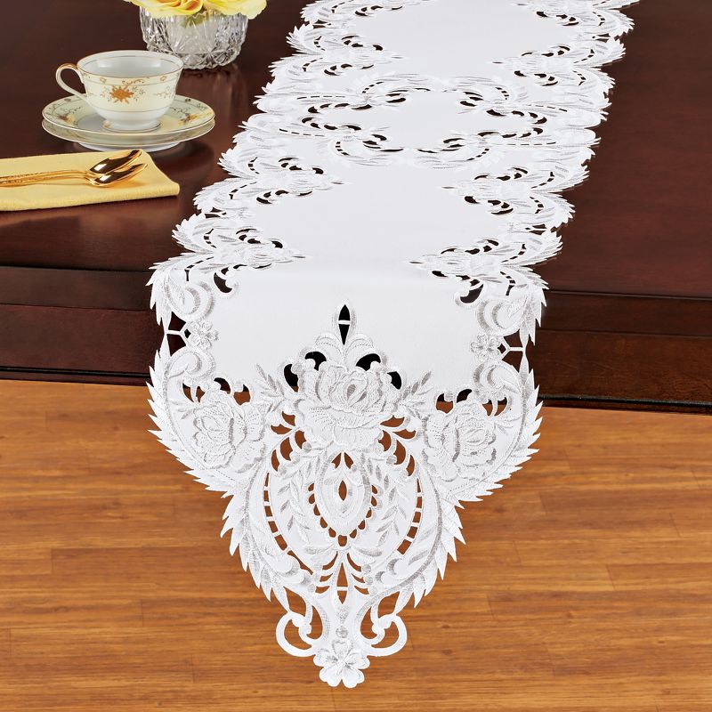 Collections Etc Embroidered Rose Leaf Floral Intricate Table Linens, 2 of 4