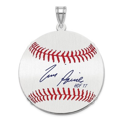 Black Bow Jewelry Sterling Silver Tim Raines Signature LG Enamel Baseball Pendant