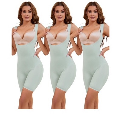 INSPIRE CHIC 3 Pcs Women's Butt Lifter Thigh Slimmers Tummy Control Bust Back Support Body Shapers