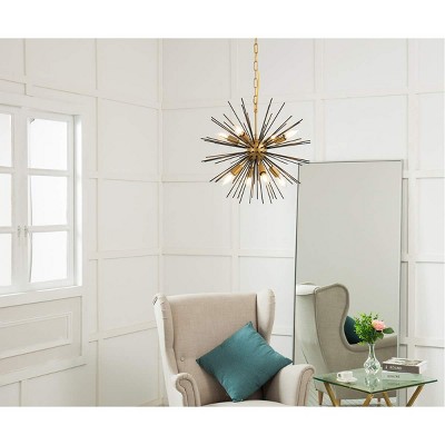 Timber 8-Light Black and Brass LED Pendant