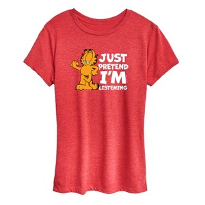 Women's - Garfield - Pretend Im Listening Short Sleeve Graphic T-Shirt - 1 of 4